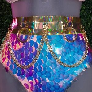 Gold Holographic Chain Belt